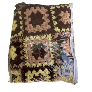 Vintage Mervyns Marcia Crochet Twin Size Handmade Granny Cottage Blanket Afghan